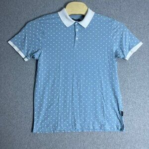 Kenneth Cole New York Men's Light Blue with White Pattern Polo Shirt Size Medium